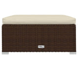 Vidaxl voetensteun met kussen 70x70x30 cm poly rattan bruin