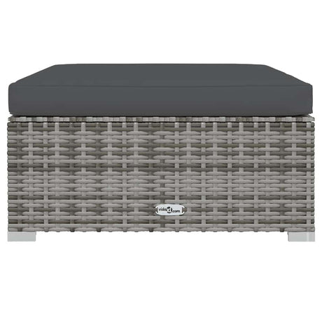 Vidaxl tuinvoetenbank met kussen 70x70x30 cm poly rattan grijs
