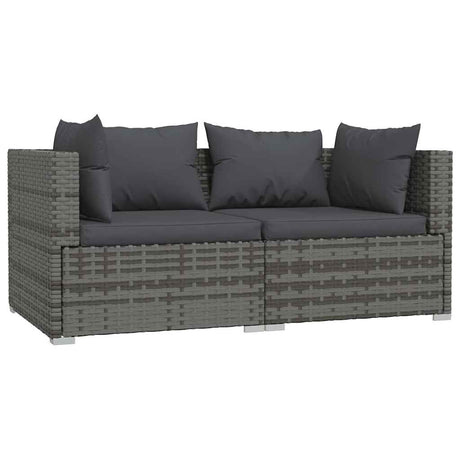 Vidaxl 3-delige loungeset met kussens poly rattan grijs