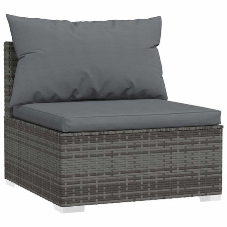 Vidaxl driezitsbank met kussens poly rattan grijs