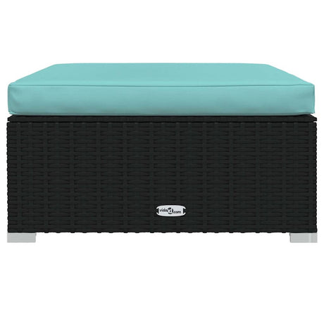 Vidaxl tuinvoetenbank met kussen 70x70x30 cm poly rattan zwart