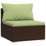 Vidaxl tuinmiddenbank met kussens poly rattan bruin