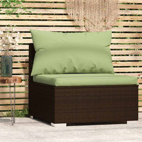 Vidaxl tuinmiddenbank met kussens poly rattan bruin
