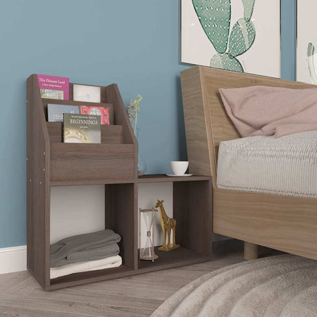 Vidaxl kindertijdschriftenrek 71x30x78,5 cm hout grijs en eikenkleur