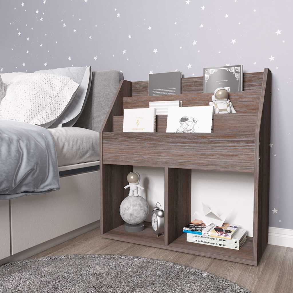 Vidaxl kindertijdschriftenrek 71x30x78,5 cm hout grijs en eikenkleur