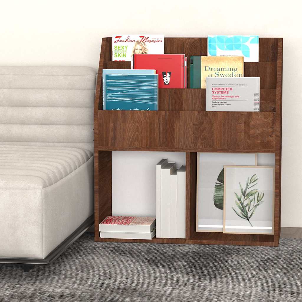 Vidaxl kindertijdschriftenrek 71x30x78,5 cm bewerkt hout bruineiken