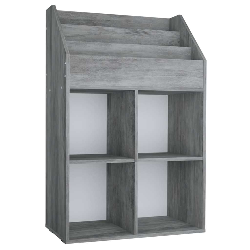 Vidaxl kindertijdschriftenrek 71x30x114 cm bewerkt hout betongrijs