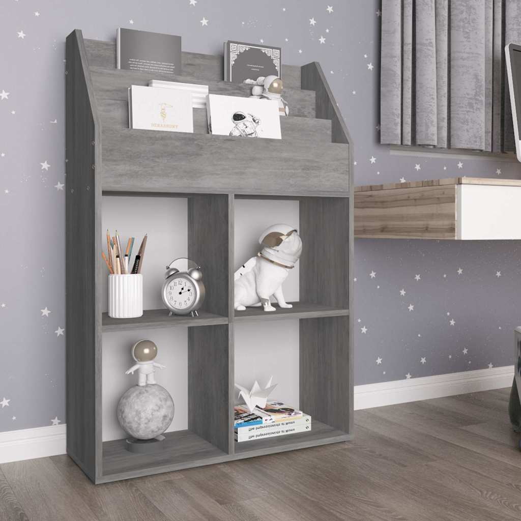 Vidaxl kindertijdschriftenrek 71x30x114 cm bewerkt hout betongrijs