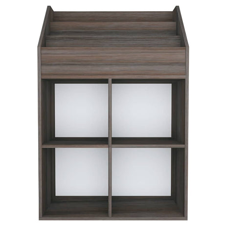 Vidaxl kindertijdschriftenrek 71x30x114 cm bewerkt hout grijs en eiken
