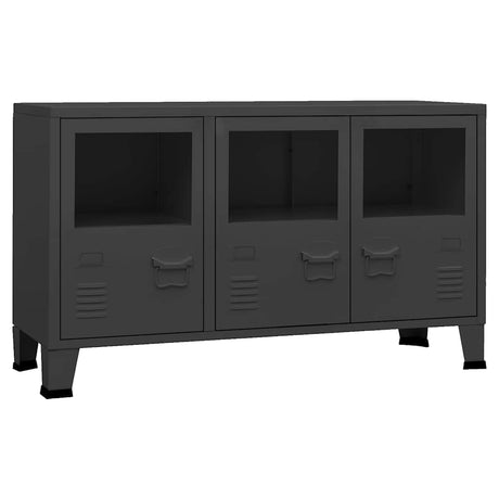 Vidaxl dressoir industrieel 105x35x62 cm metaal en glas zwart