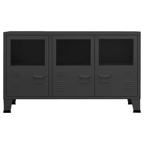 Vidaxl dressoir industrieel 105x35x62 cm metaal en glas zwart