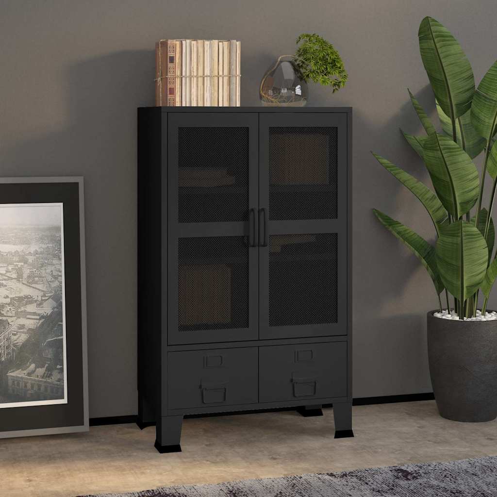 Vidaxl opbergkast industrieel 70x40x115 cm metaal zwart