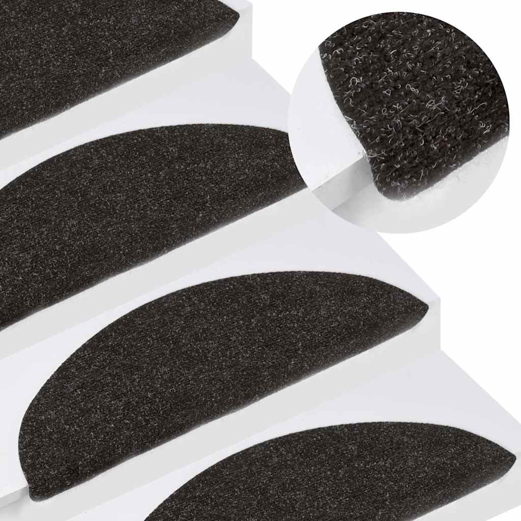 Vidaxl stair mats self -adhesive 15 st 56x17x3 cm black