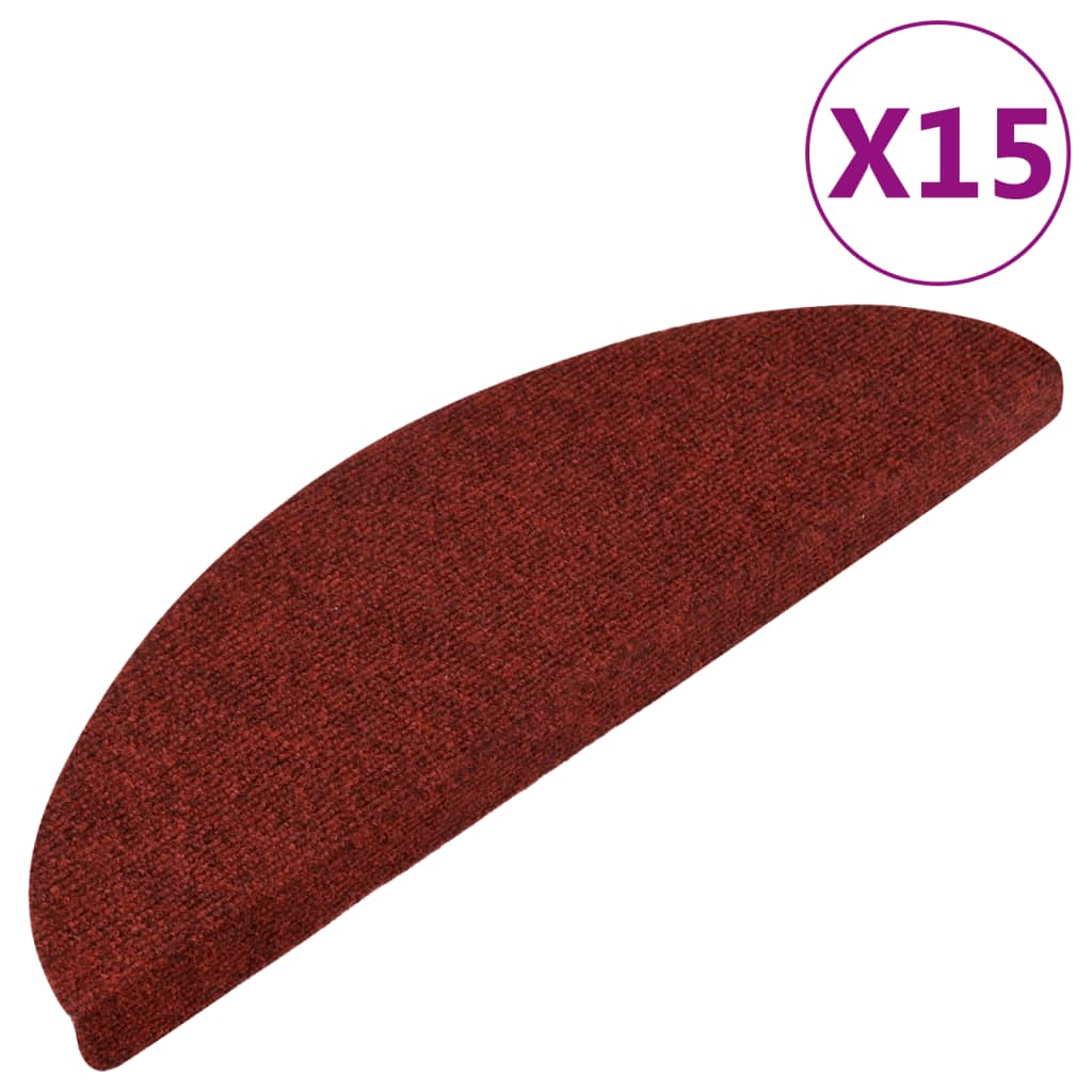 Vidaxl stair mats self -adhesive 15 st 56x17x3 cm red