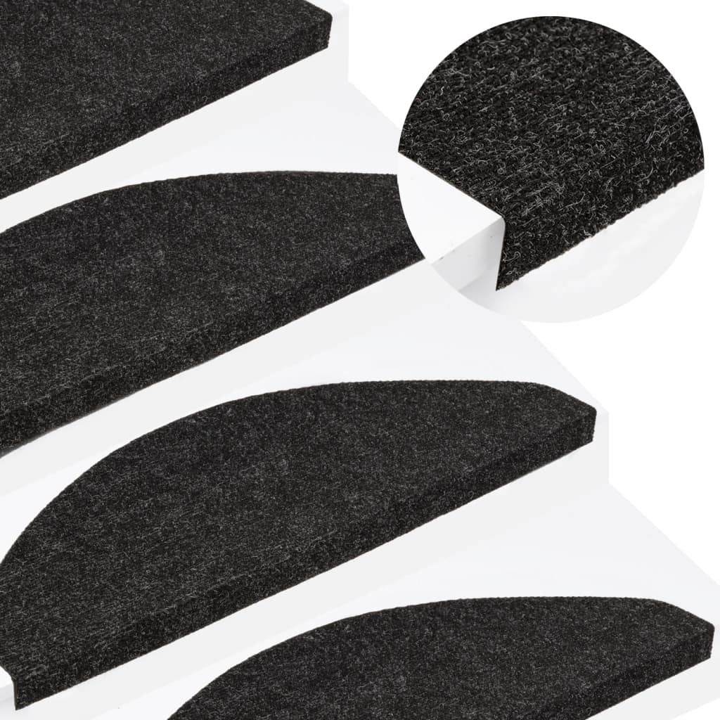 Vidaxl stair mats self -adhesive 15 st 65x22.5x3.5 cm anthracite