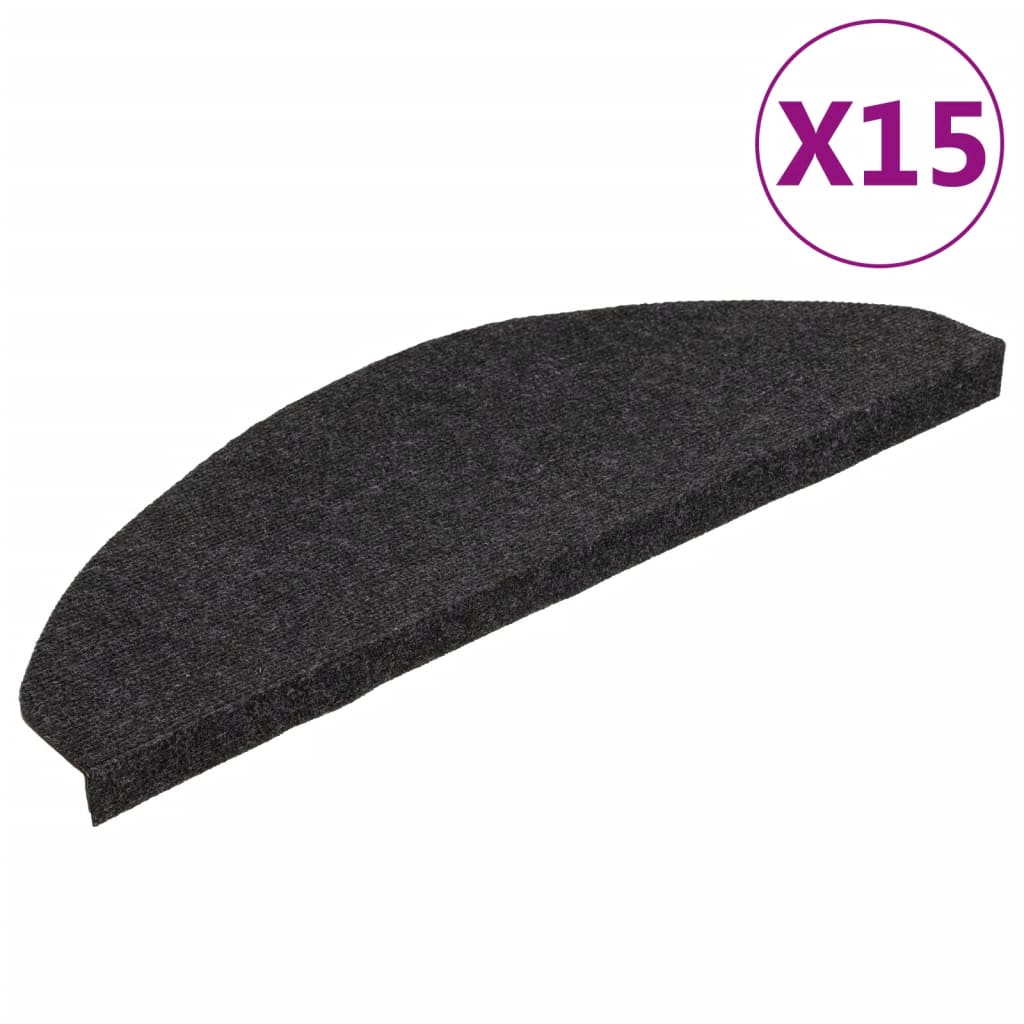 Vidaxl Stair Mats Self -Adhesive 15 ST 65x22,5x3,5 cm černá