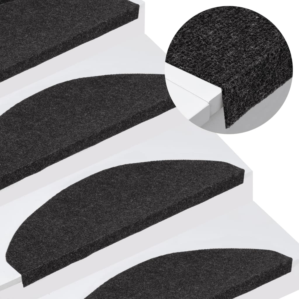 Vidaxl stair mats self -adhesive 15 st 65x22.5x3.5 cm black