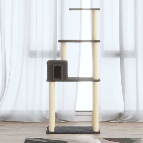 Vidaxl kattenkrabpaal met sisal krabpalen 147 cm donkergrijs
