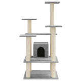 Vidaxl kattenkrabpaal met sisal krabpalen 110 cm lichtgrijs