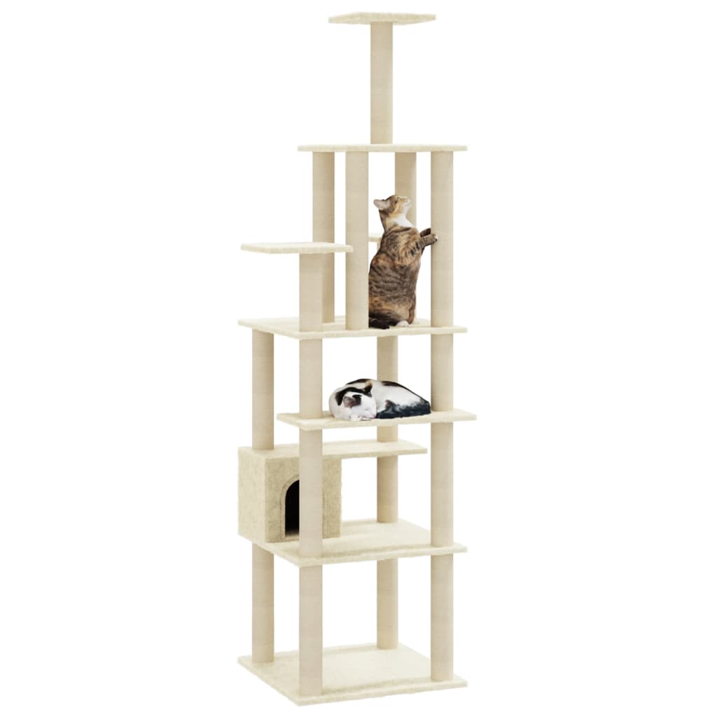 Vidaxl cat scraping post with sisal scratching posts 183 cm cream -colored