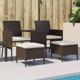 Vidaxl tuinbank 2-zits met tafel en voetenbanken poly rattan bruin