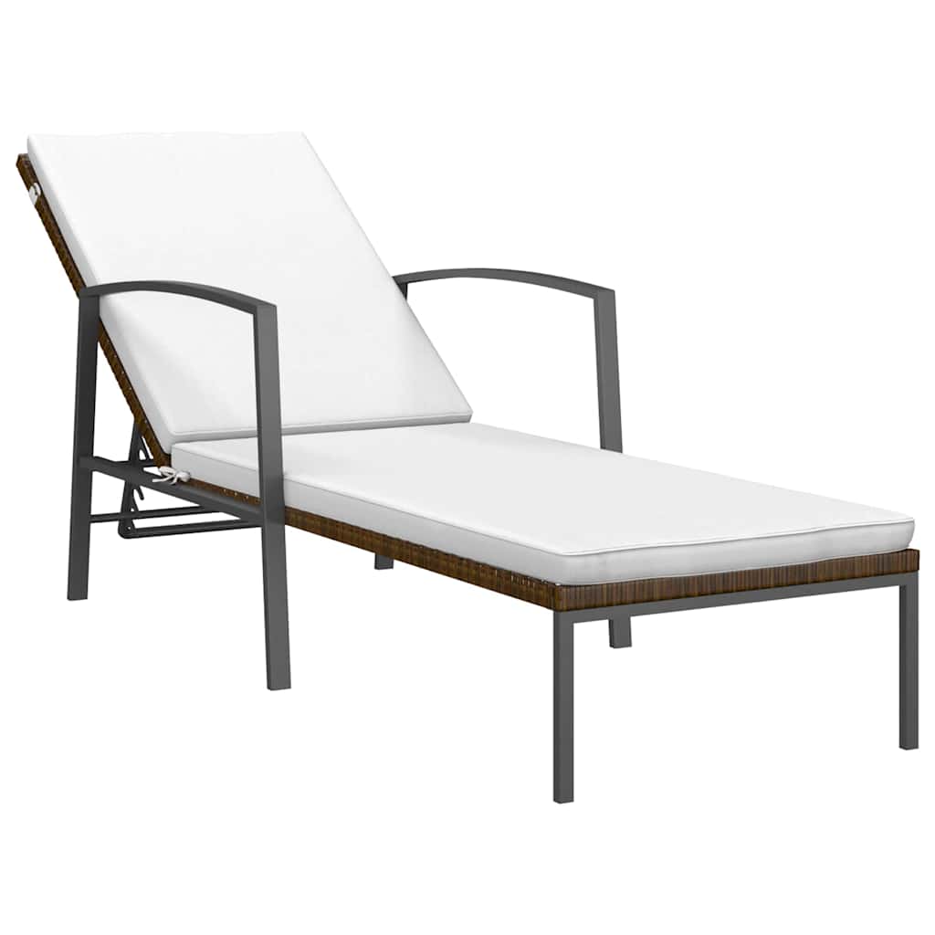 Vidaxl ligbed met kussen poly rattan bruin
