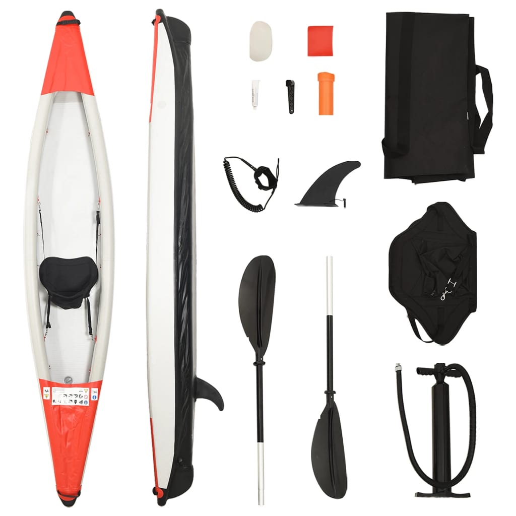 Vidaxl Kayak oppblåsbar 375x72x31 cm polyester rød