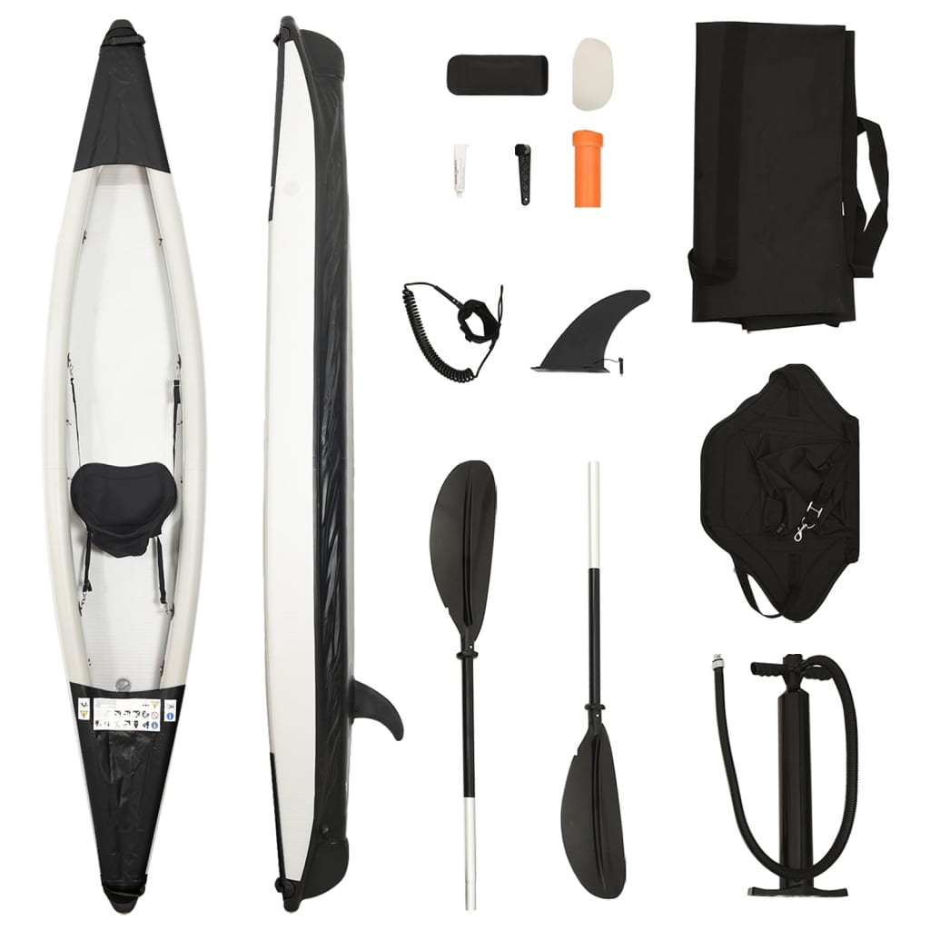 Vidaxl Kayak aufblasbar 375x72x31 cm Polyesterschwarz