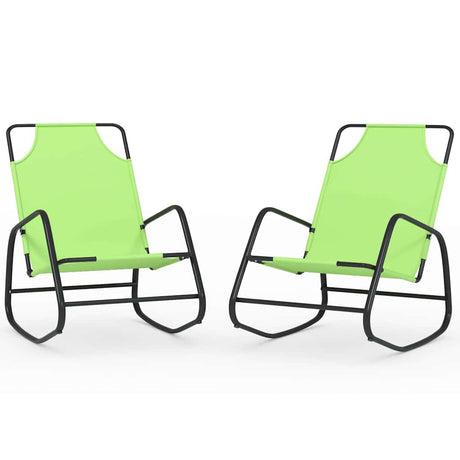 Vidaxl ligstoelen 2 st schommelend staal en textileen groen