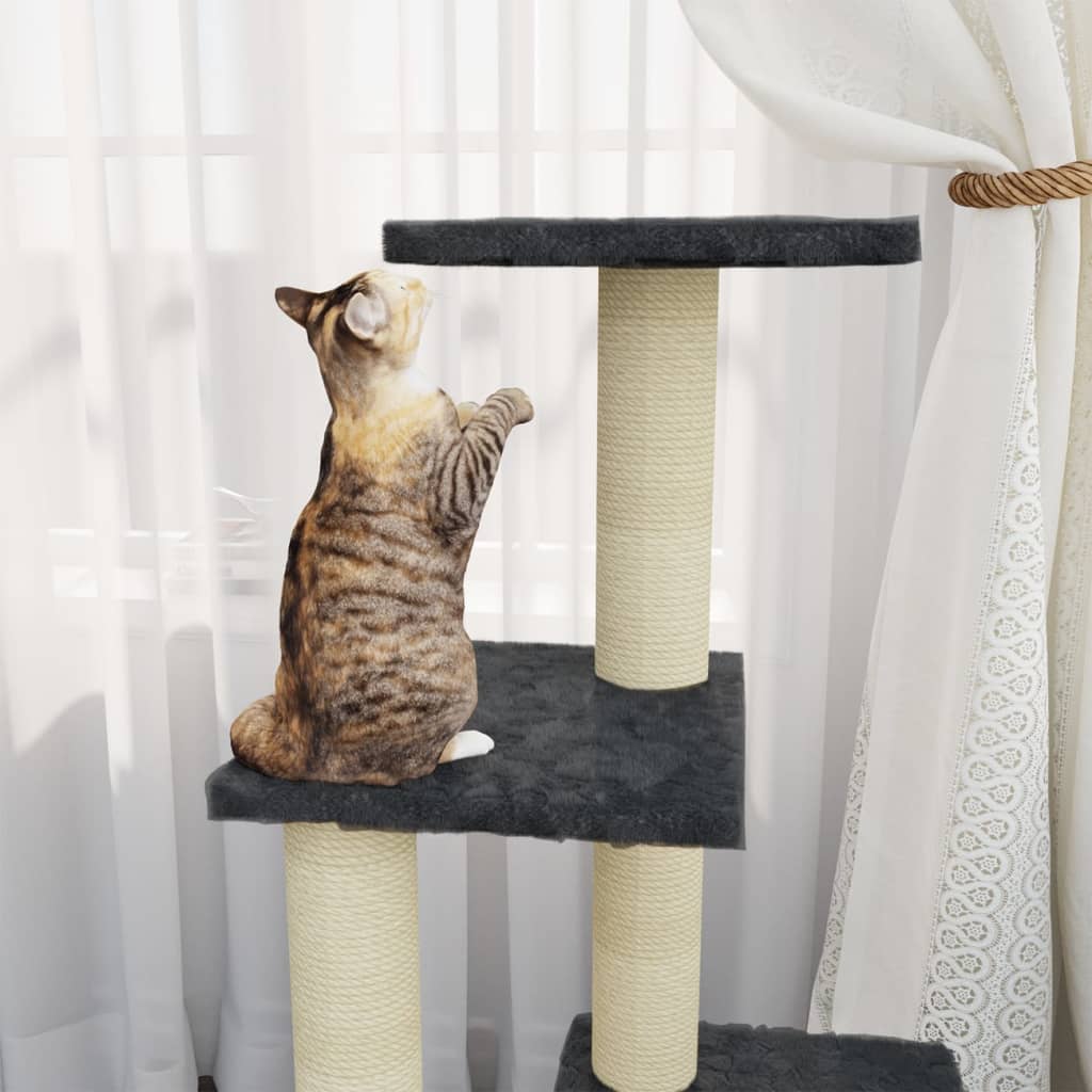 Muebles de gato de Vidaxl con postes de rascado de sisal 92 cm de gris oscuro