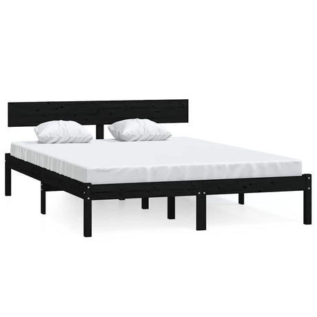 Vidaxl bedframe massief grenenhout zwart 140x200 cm