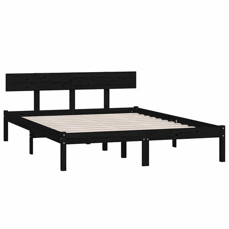 Vidaxl bedframe massief grenenhout zwart 140x200 cm