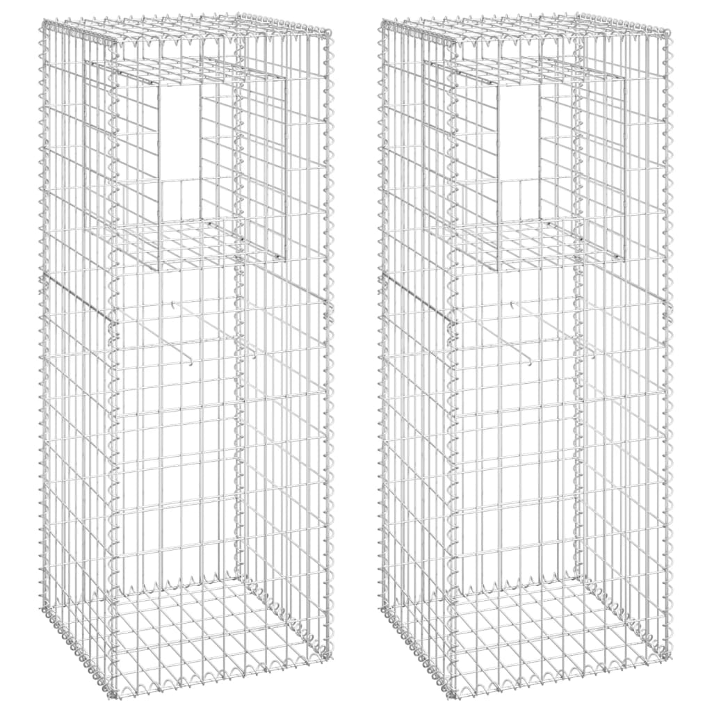 Vidaxl schanskorf palen 2 st 50x50x140 cm ijzer