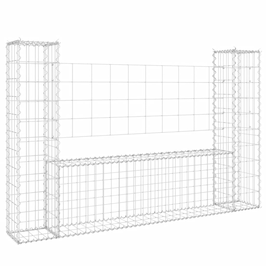 Vidaxl Schanskorf U-formad med 2 stolpar 140x20x100 cm järn