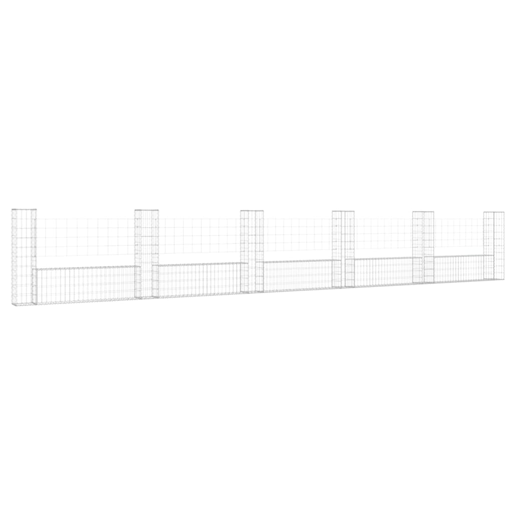 Vidaxl Schanskorf U-förmig mit 6 Pfosten 620x20x100 cm Eisen