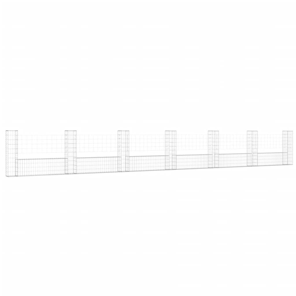 Vidaxl Schanskorf en forma de U con 7 postes 740x20x100 cm de hierro