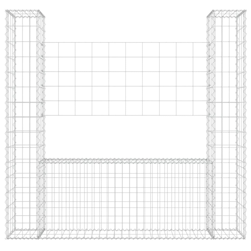 Vidaxl schanskorf u-vormig met 2 palen 140x20x150 cm ijzer