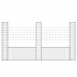 Vidaxl schanskorf u-vormig met 3 palen 260x20x150 cm ijzer