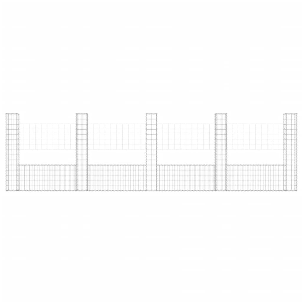 Vidaxl Schanskorf U-formet med 5 stolper 500x20x150 cm jern