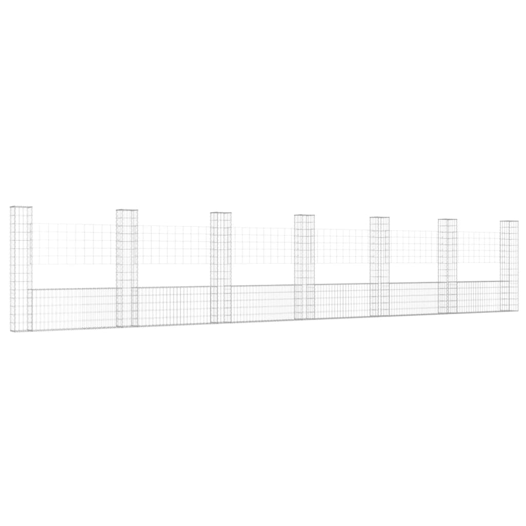 Vidaxl Schanskorf en forma de U con 7 postes 740x20x150 cm de hierro