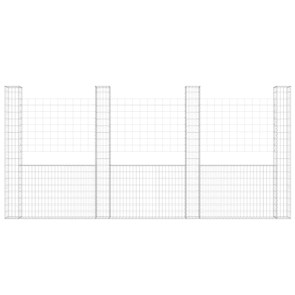 Vidaxl Schanskorf U-formad med 4 stolpar 380x20x200 cm järn