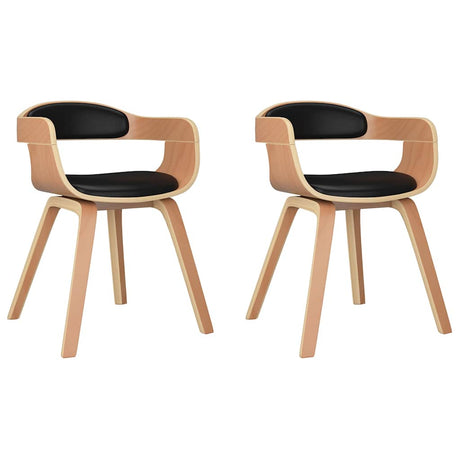 Vidaxl eetkamerstoelen 2 st gebogen hout en kunstleer zwart