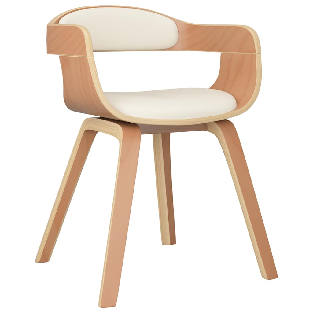 Vidaxl eetkamerstoelen 2 st gebogen hout en kunstleer crèmekleurig