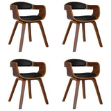 Vidaxl eetkamerstoelen 4 st gebogen hout en kunstleer zwart