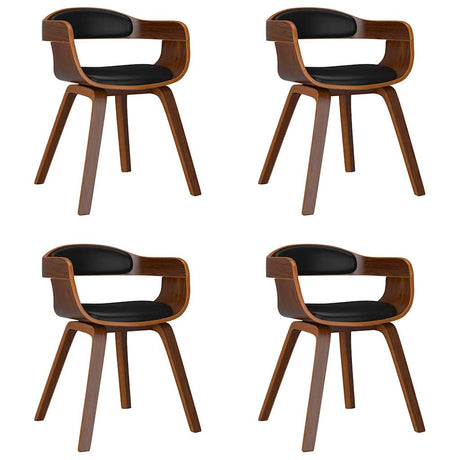 Vidaxl eetkamerstoelen 4 st gebogen hout en kunstleer zwart
