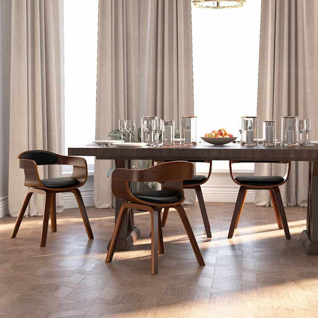 Vidaxl eetkamerstoelen 4 st gebogen hout en kunstleer zwart
