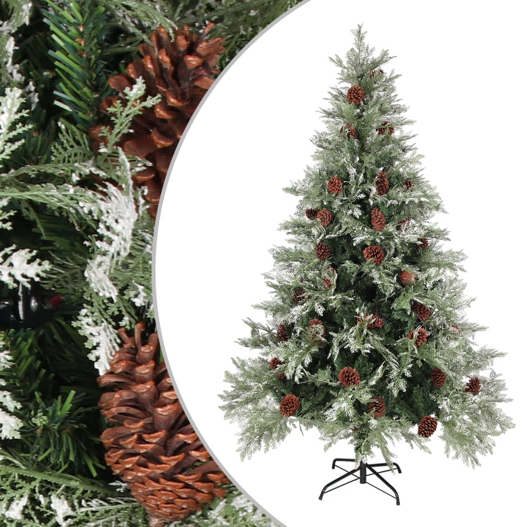 Vidaxl Christmas tree with pine cones 120 cm PVC and PE green and white