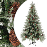 Vidaxl Christmas tree with pine cones 195 cm PVC and PE green and white