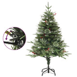 VidaXL Kerstboom met LED en dennenappels 120 cm PVC en PE groen