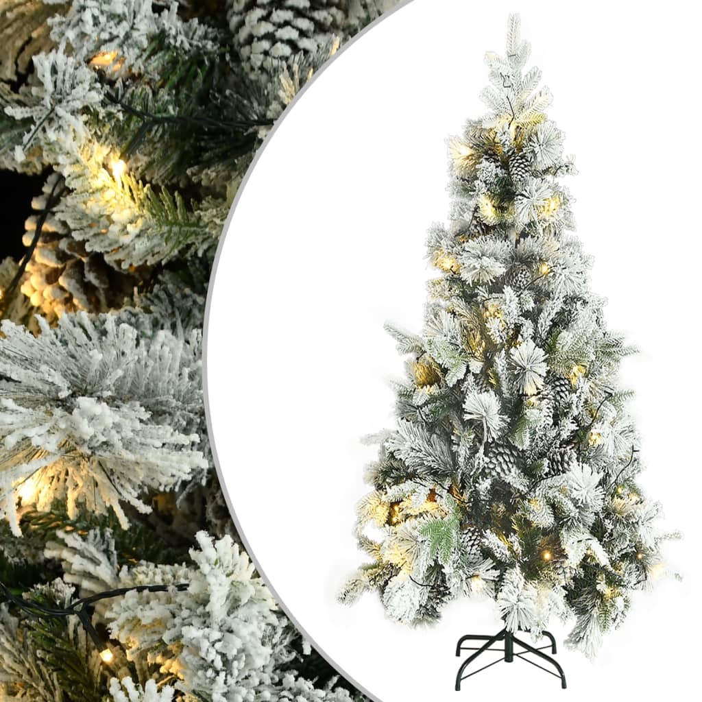 Vidaxl Tree di Natale con coni a LED e pini e neve 225 cm PVC e PE